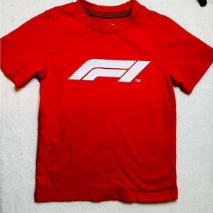 Kids Red Formula 1 T-Shirt (size 6) with signature large logo on front